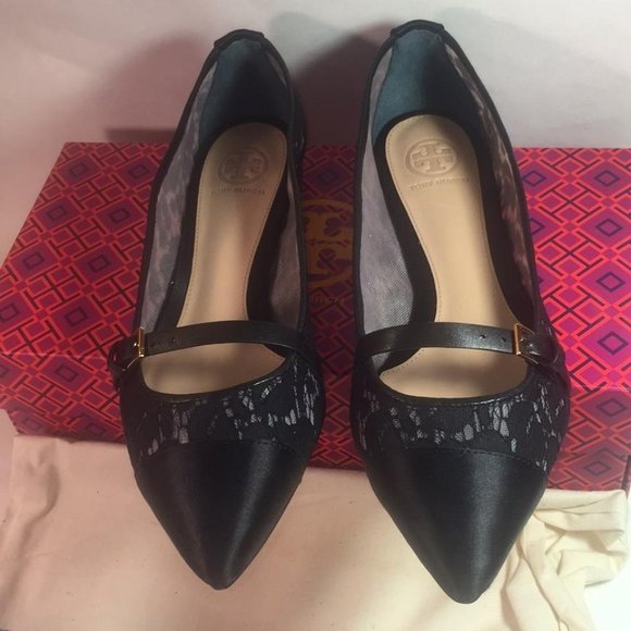 TORY BURCH black lace SUTTON ballet flats 9 - Picture 4 of 6